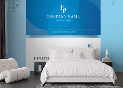 Blue and white smart business card 02 Wall mural