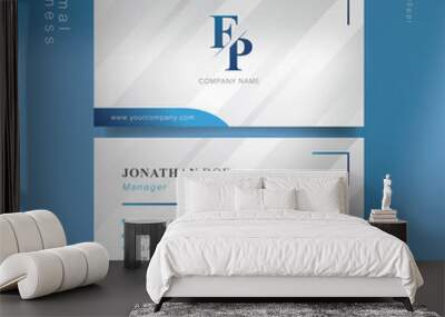 Blue gray smart business card Wall mural