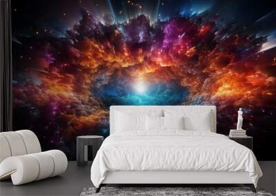 Ai generated colorful turbulent cosmic outer space galaxy clouds photorealistic illustration Wall mural