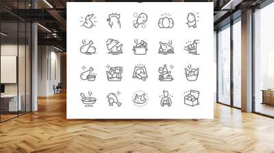 Chicken Well-crafted Pixel Perfect Vector Thin Line Icons 30 2x Grid for Web Graphics and Apps. Simple Minimal Pictogram Wall mural