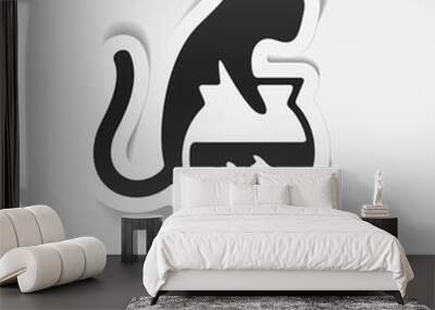 realistic design element. cat and aquarium Wall mural