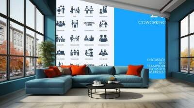 Set of BLUE HAMSTER Library coworking icons Wall mural