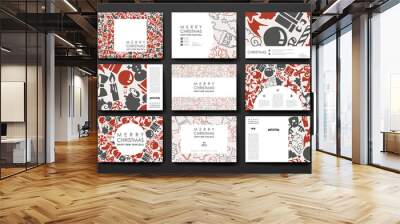 Set of brochure, poster design templates in Christmas style Wall mural