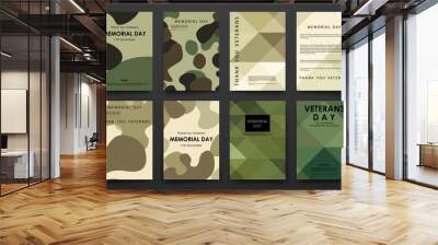 set of brochure, poster design templates in veterans day style Wall mural