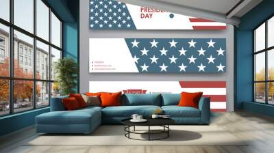 Set of modern design banner template in Presidents Day style Wall mural