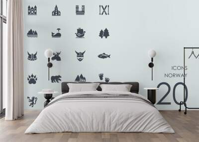 Set of Norway icons Wall mural