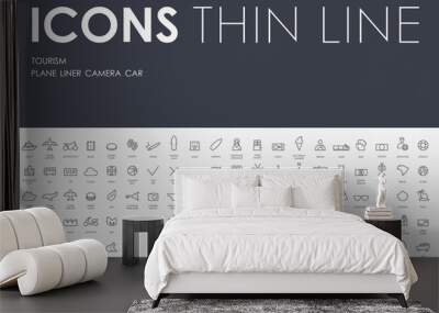 tourism thin line icons Wall mural