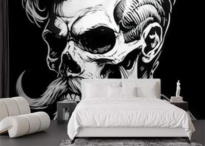 skull in black and white Wall mural