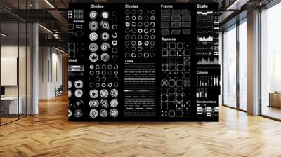 Big set vector elements for futuristic HUD virtual user interface. Mega set of futuristic elements of geometric shapes, frames and sights Wall mural