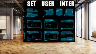 Frames set. Frames, dialog boxes, circles and targets. HUD user interface elements. Modern futuristic digital frames for games. Set of Cyberframes for HUD Wall mural