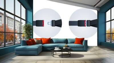 Safety belt and fasten your seat belt journey safety first concept flat illustration. Wall mural