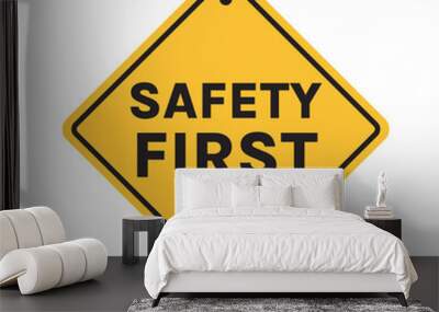 Safety first signboard and first sign, work, safety, caution work hazards, dangel surveillance flat vector illustration.	
 Wall mural