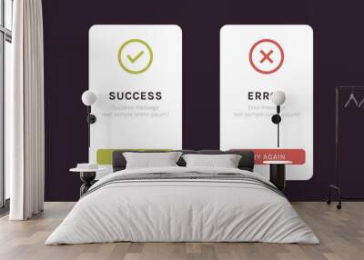 Success and error message ui screen and approved and rejected ux web elements flat illustration.	
 Wall mural