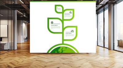 World environmental protection and green energy ecology infographics banner concept flat vector illustration.	
 Wall mural