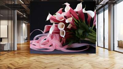 A pink wedding bouquet with calla lilies  Wall mural