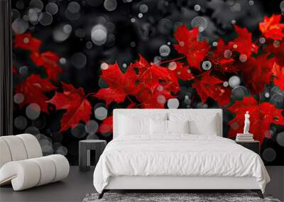 red maple leaves Wall mural