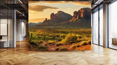 sunset in the mountains Wall mural