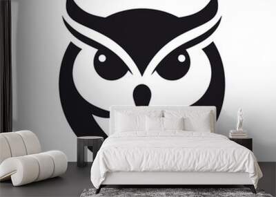 Intricate Owl Face Silhouette: High-Quality Vector Illustration of a Decorative Owl Design Wall mural