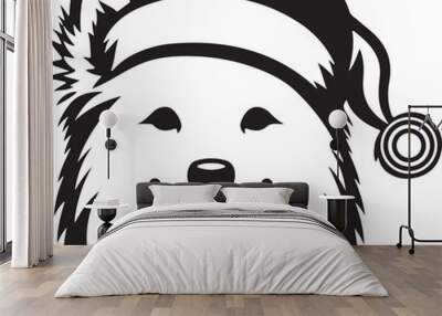 Merry Christmas Santa Cute dog silhouette vector design  Wall mural