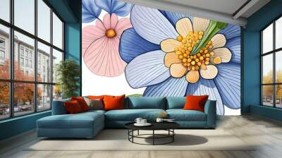 Beautiful floral texture, colorful illustration of flowers Wall mural