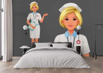 Beautiful young nurse vector illustration part 1 Wall mural