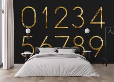 Golden font numbers vector Wall mural