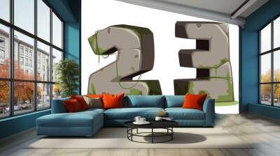 Numbers made of stone for jungle theme part 2 Wall mural