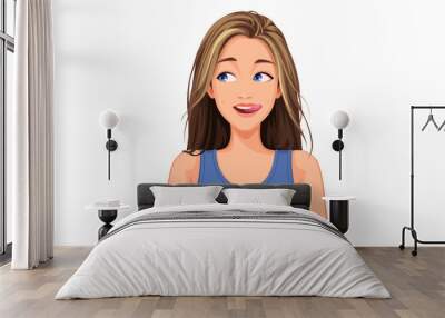 Vector illustration of beautiful teenage girl with different facial expression 12 Wall mural