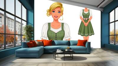 Vector illustration of German girl in traditional outfit Wall mural