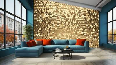 Gold triangular abstract background, Grunge surface, 3d Rendering Wall mural