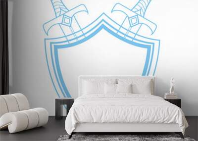 shield two swords game drawing Wall mural