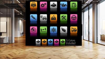 Car Service Icons // ColorBox Series -- The Vector file includes 5 color versions for each icon in different layers -- Wall mural