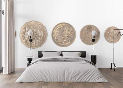 Australian Coins on a White Background Wall mural