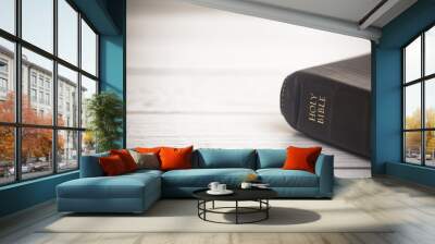 Closed Bible on a Wooden Table Wall mural