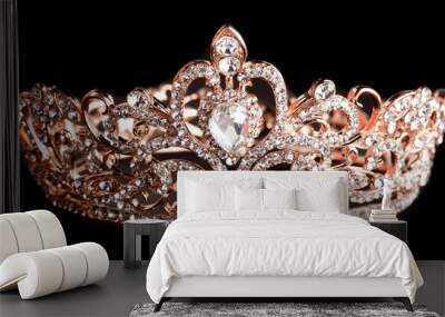 Rose Gold Crown Isolated on a Black Background Wall mural