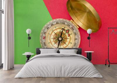 Traveling for the holidays? - Compass on a Christmas background  Wall mural