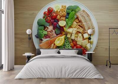 Healthy meal portions divided in a pie chart format Wall mural