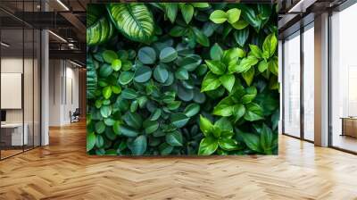 Lush Green Leaves: A Vibrant Natural Background Wall mural