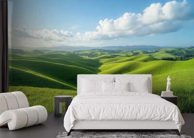 Rolling Green Hills Meet a Bright Blue Sky Wall mural