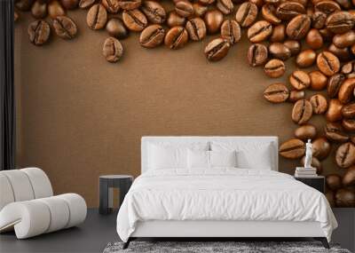 Coffee beans on brown background isolated Wall mural