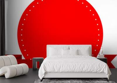 Empty Red Circle Sale Badge Design Element Wall mural