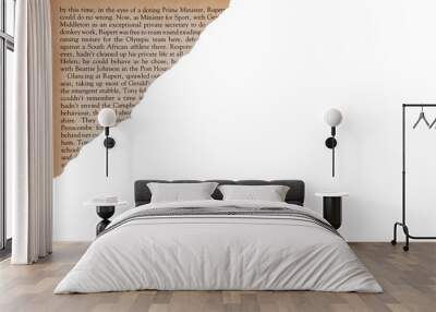 Ripped old book page corner border isolated transparent Wall mural