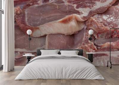 Raw sliced of pork meat background Wall mural