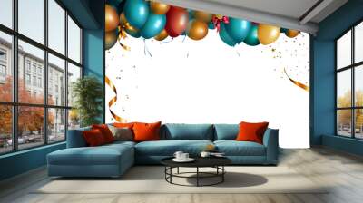 Colorful Balloons and Streamers Frame Wall mural