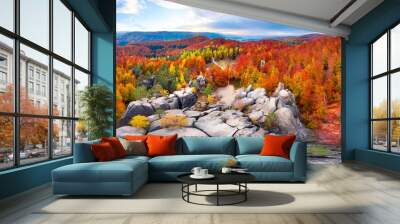 Dovbush Rocks in Bubnishche 360 ° panorama Wall mural