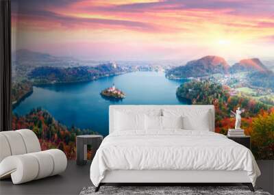 Morning on Lake Bled Wall mural