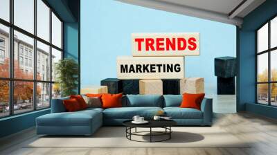 TRENDS MARKETING . The text is on the dark and light cubes. Bright solution for business, financial, marketing concept Wall mural