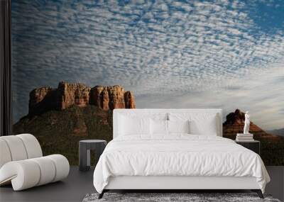 Scenic view of castle rock formation in Sedona, AZ, USA on a cloudy day Wall mural