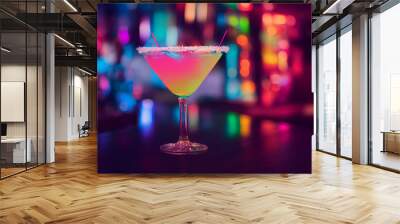 The colorful cocktails on the bar counter, 3D rendering. Wall mural