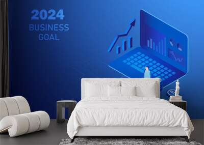 2024 business goal concept vector illustration. Business investment profit, achievement  and success vector illustration Wall mural